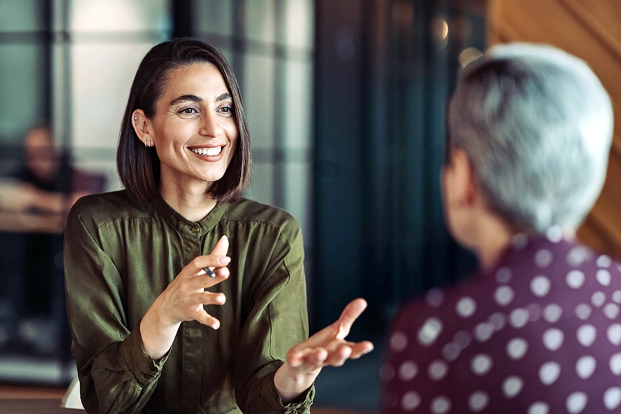 Employee giving advice to their boss